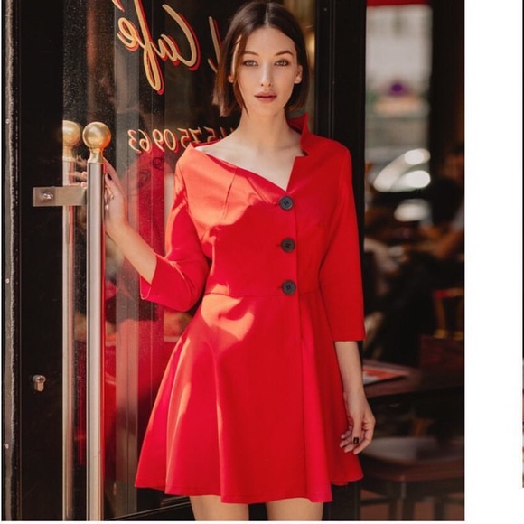 QUAINT by Durlana Quantas Camel Tan Button Blazer Coat Annabel Dress - Picture 9 of 9